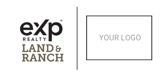 Co-brand example with space for partner logo beside eXp Land & Ranch