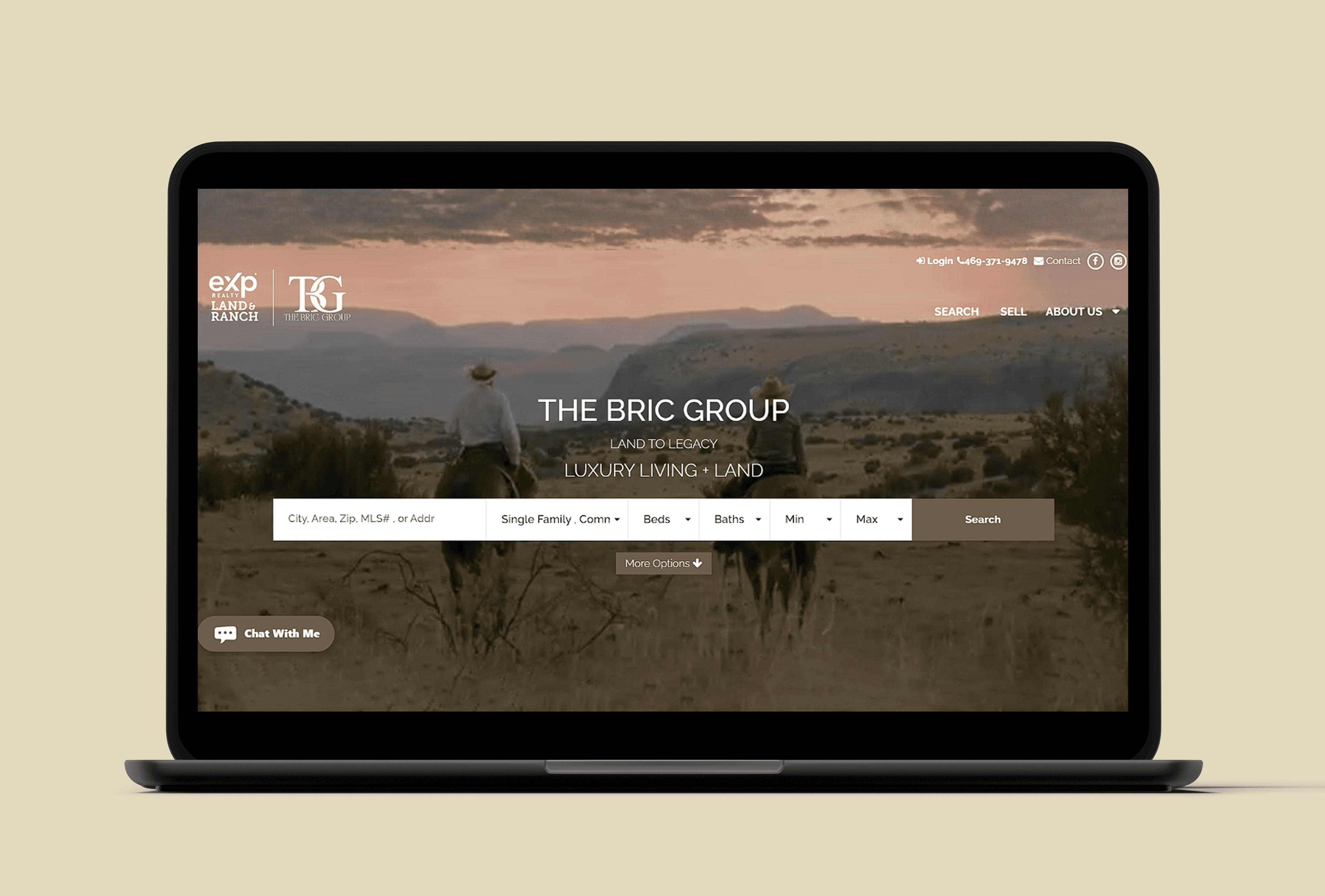 Example of an enhanced Land and Ranch website experience